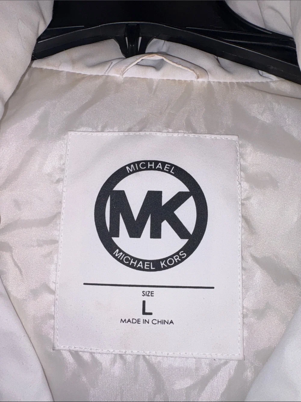 Michael Kors White Quilted Puffer Vest with Faux-Fur Trim and Logo Waistband